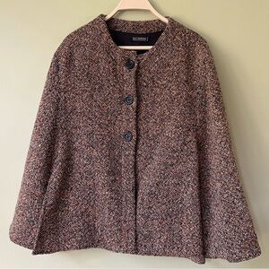 Holt Renfrew Vintage Italy Wool Knit Donegal Tweed Arm Slit Cape